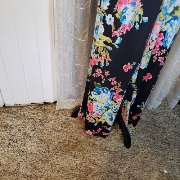 Hde black Multicolor Wide Band Floral Design Lightweight lounge pants size Large - Picture 2 of 4